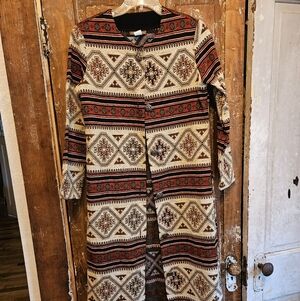 Geometric Patterned Long Sleeve Coat